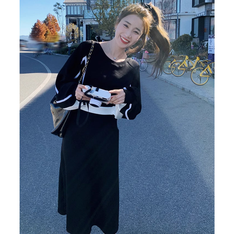 セットアップ風ライン入りワンピース