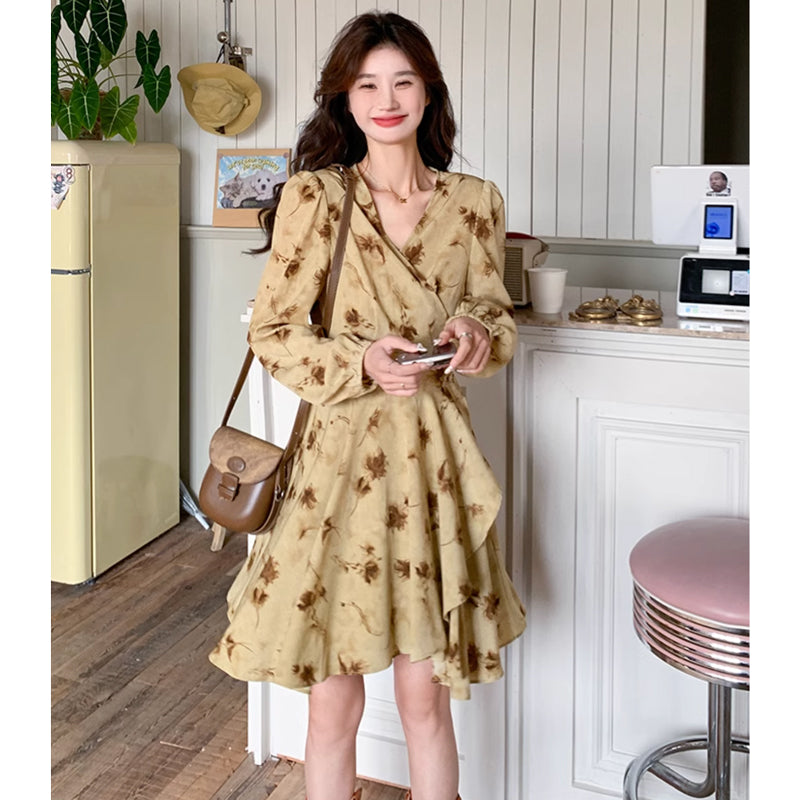 カシュクールブラウンワンピース