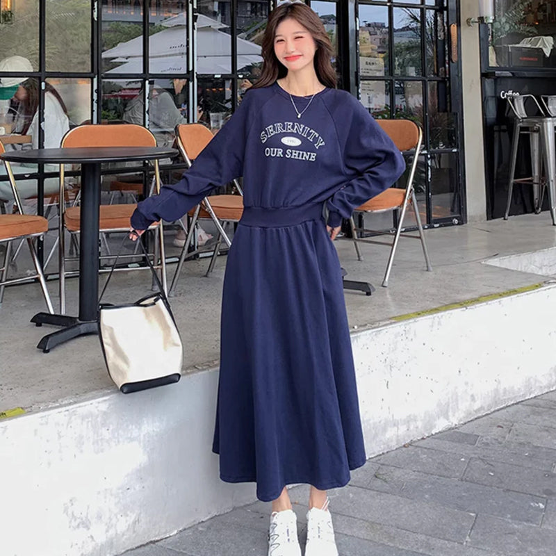 ロゴスウェットフレアワンピース