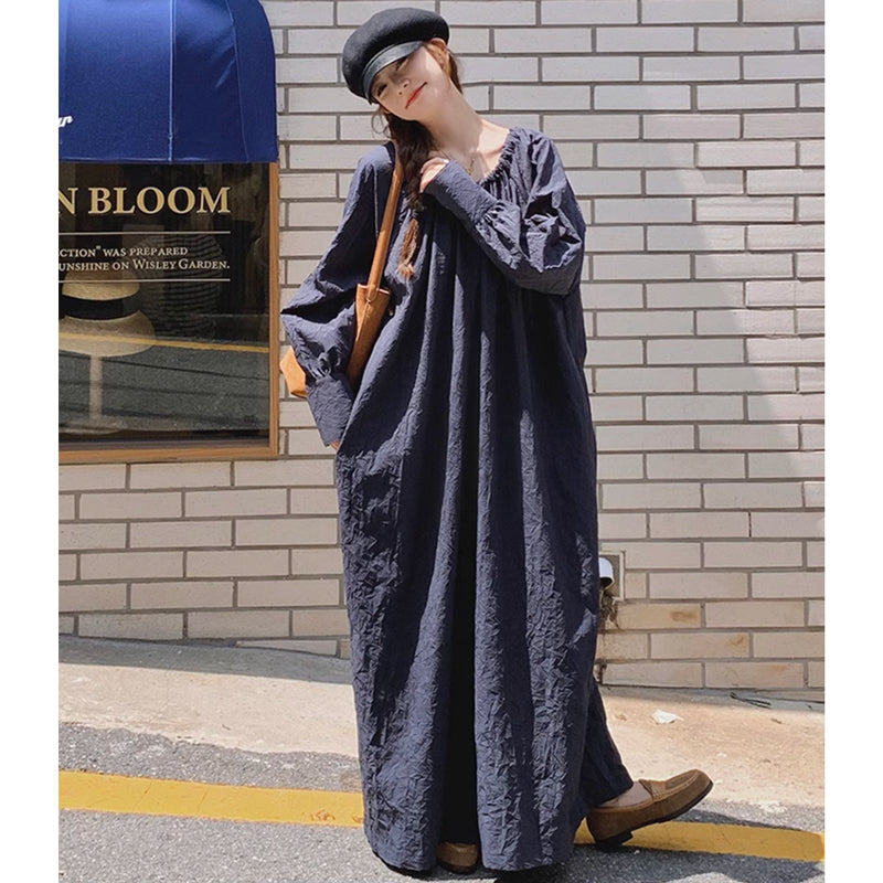 ワイドシルエットネイビーワンピース