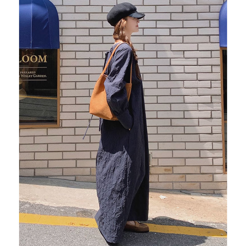 ワイドシルエットネイビーワンピース