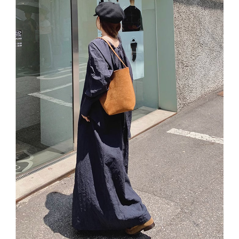 ワイドシルエットネイビーワンピース