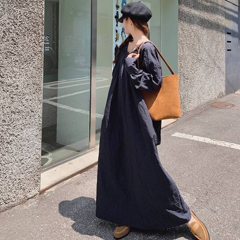 ワイドシルエットネイビーワンピース