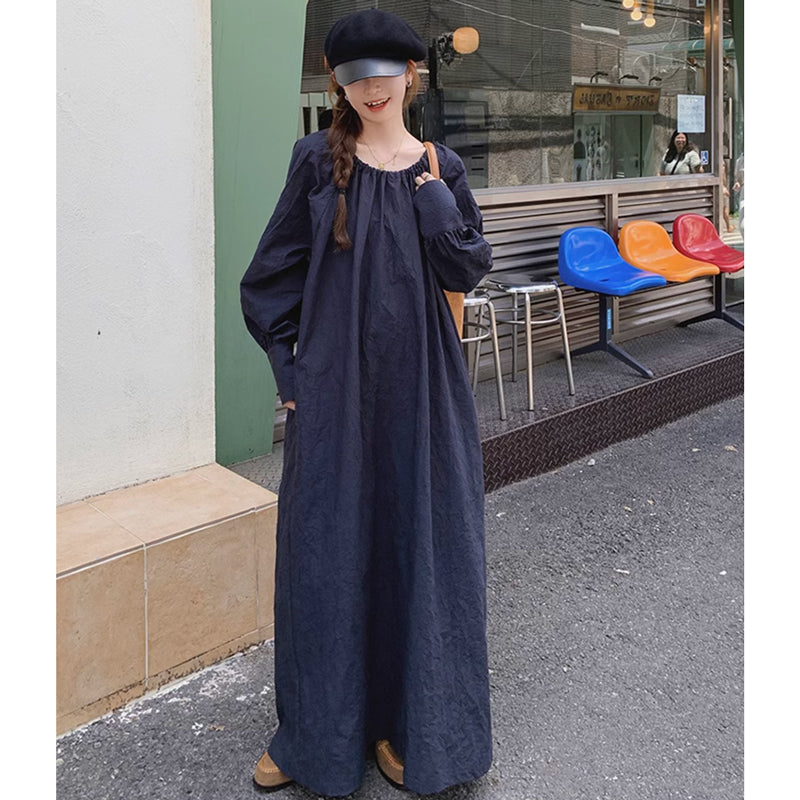 ワイドシルエットネイビーワンピース