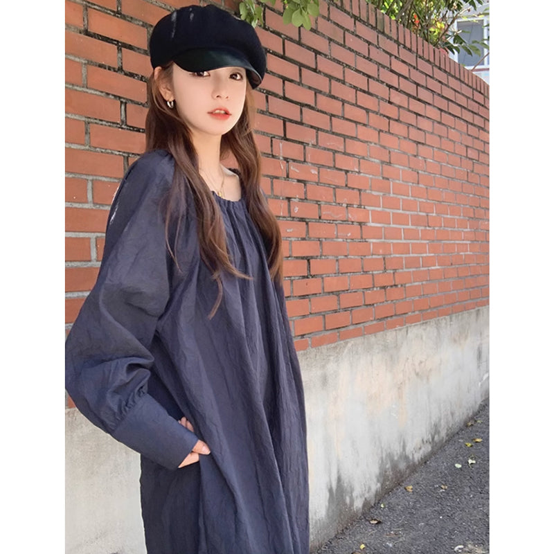ワイドシルエットネイビーワンピース