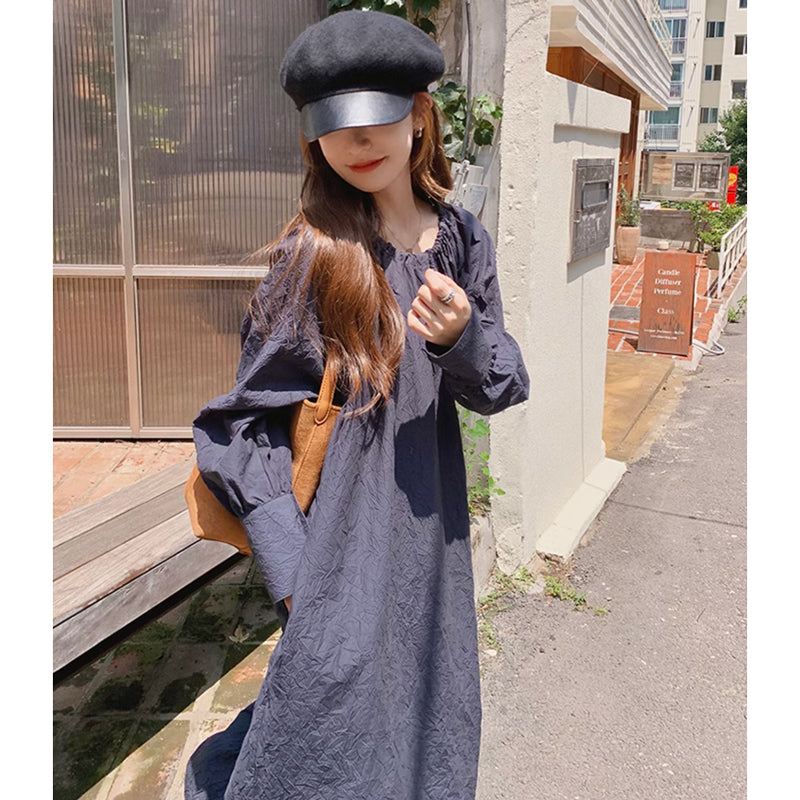 ワイドシルエットネイビーワンピース