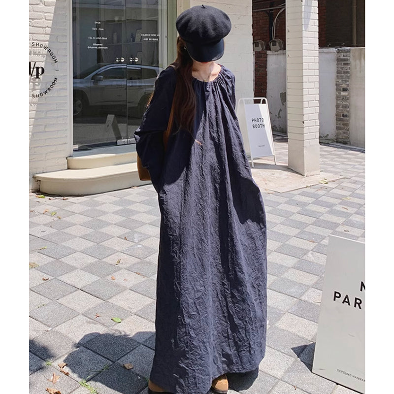 ワイドシルエットネイビーワンピース