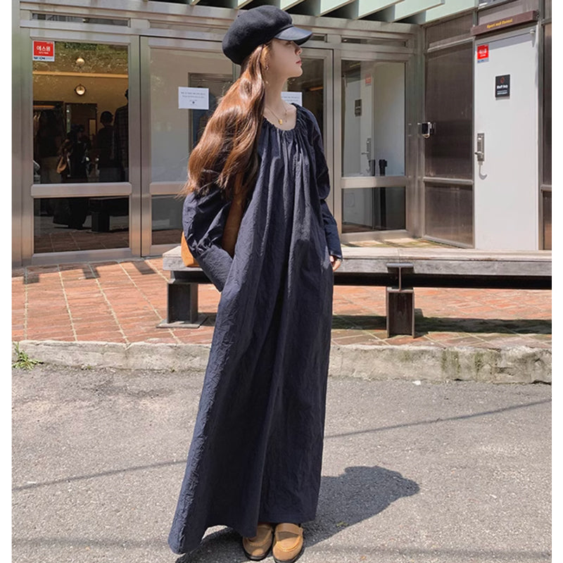 ワイドシルエットネイビーワンピース
