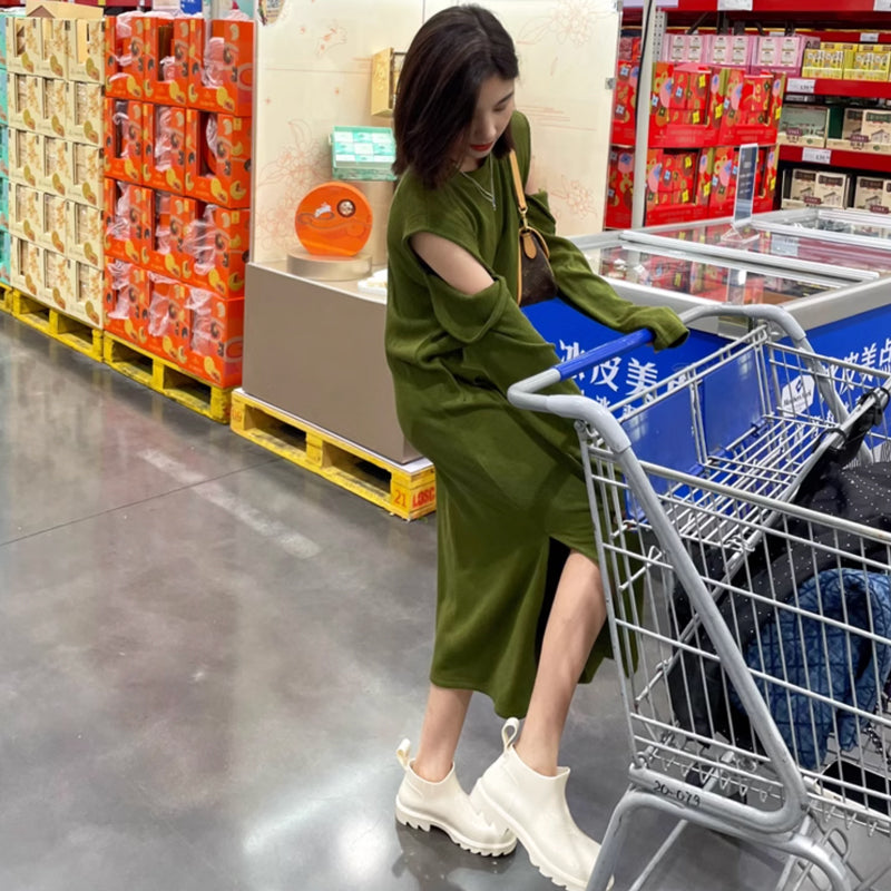 肌見せスリーブニットワンピース(2colors)