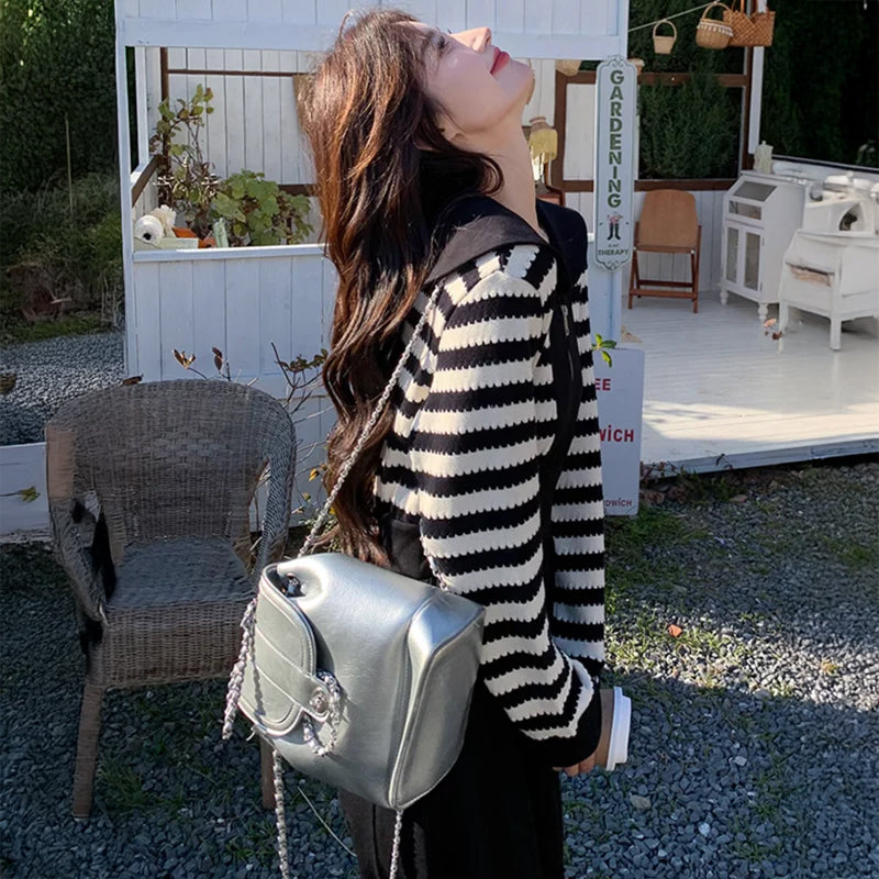 ボーダー切り替えスウェットワンピース