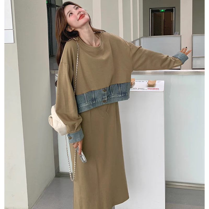 セットアップ風スウェットワンピース(2colors)