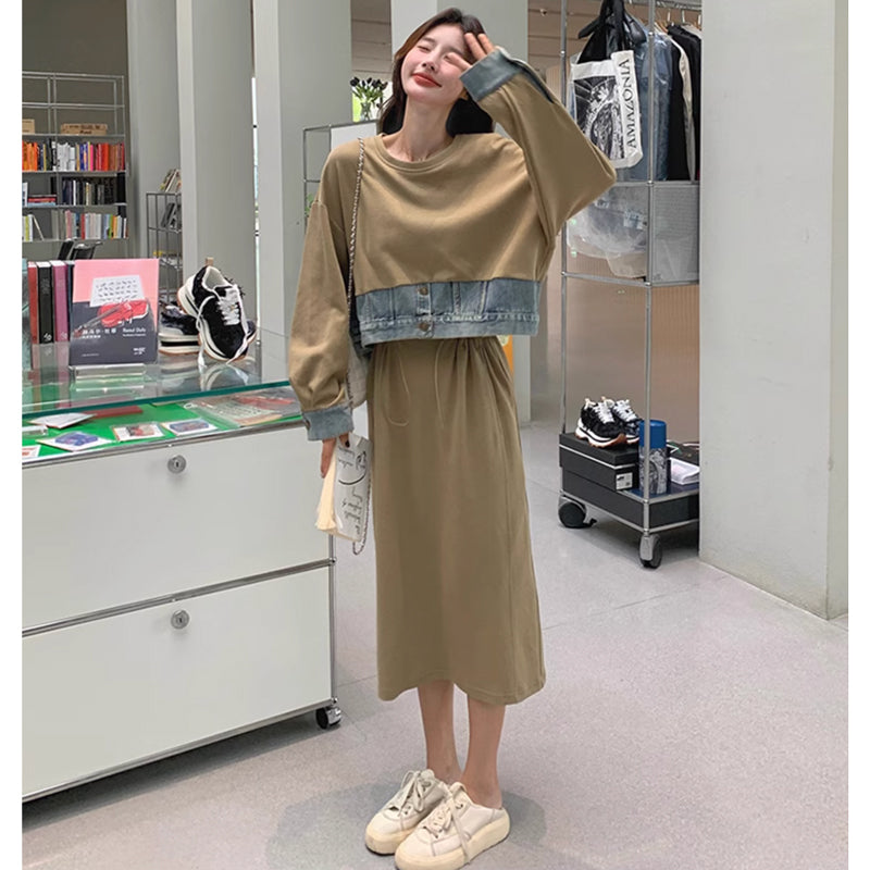 セットアップ風スウェットワンピース(2colors)