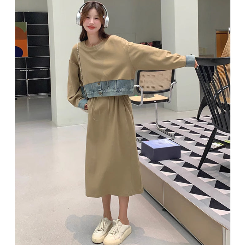 セットアップ風スウェットワンピース(2colors)