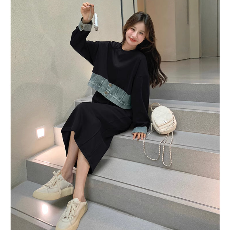 セットアップ風スウェットワンピース(2colors)