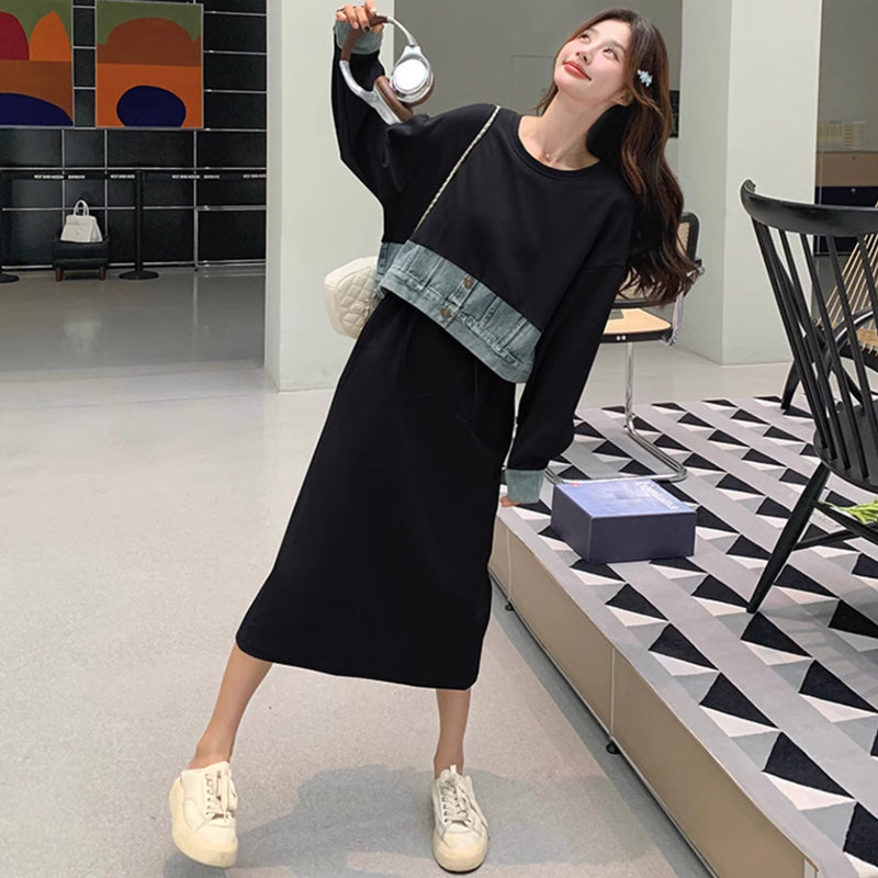 セットアップ風スウェットワンピース(2colors)