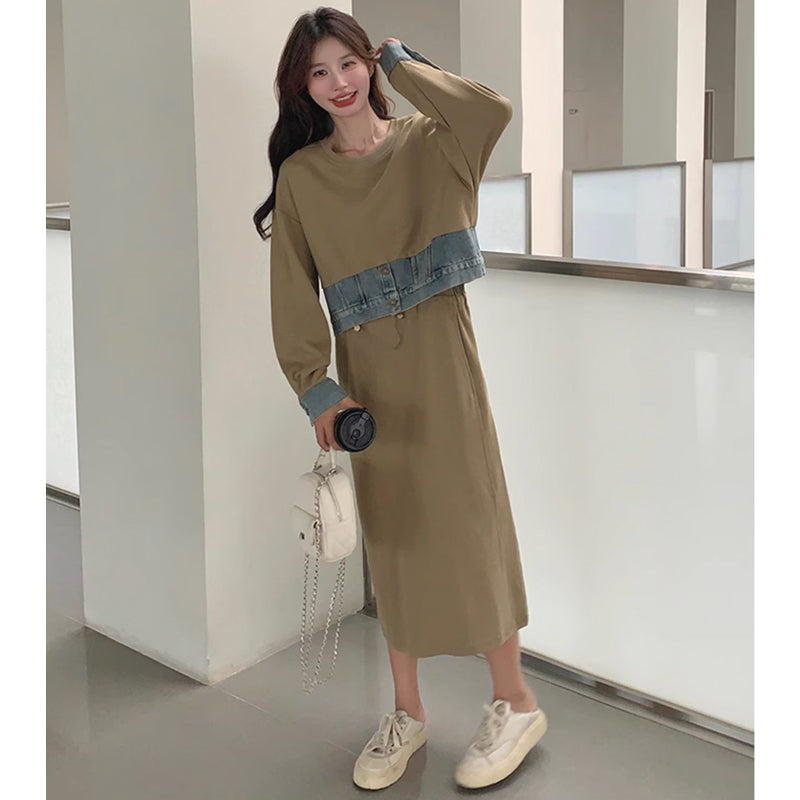 セットアップ風スウェットワンピース(2colors)