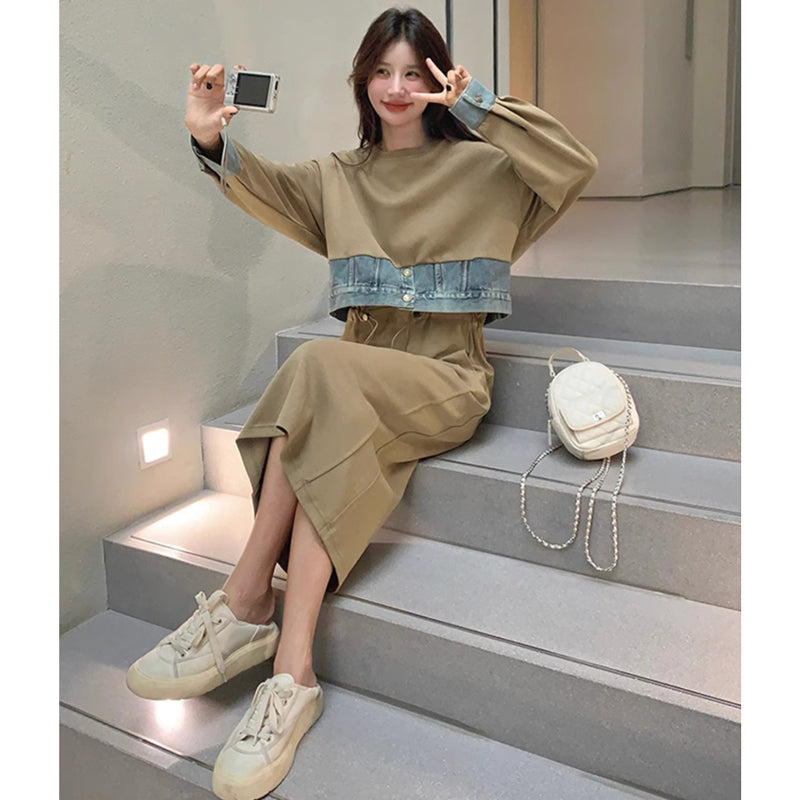 セットアップ風スウェットワンピース(2colors)