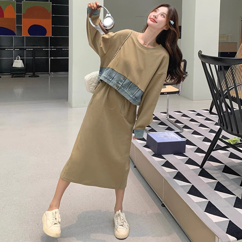 セットアップ風スウェットワンピース(2colors)