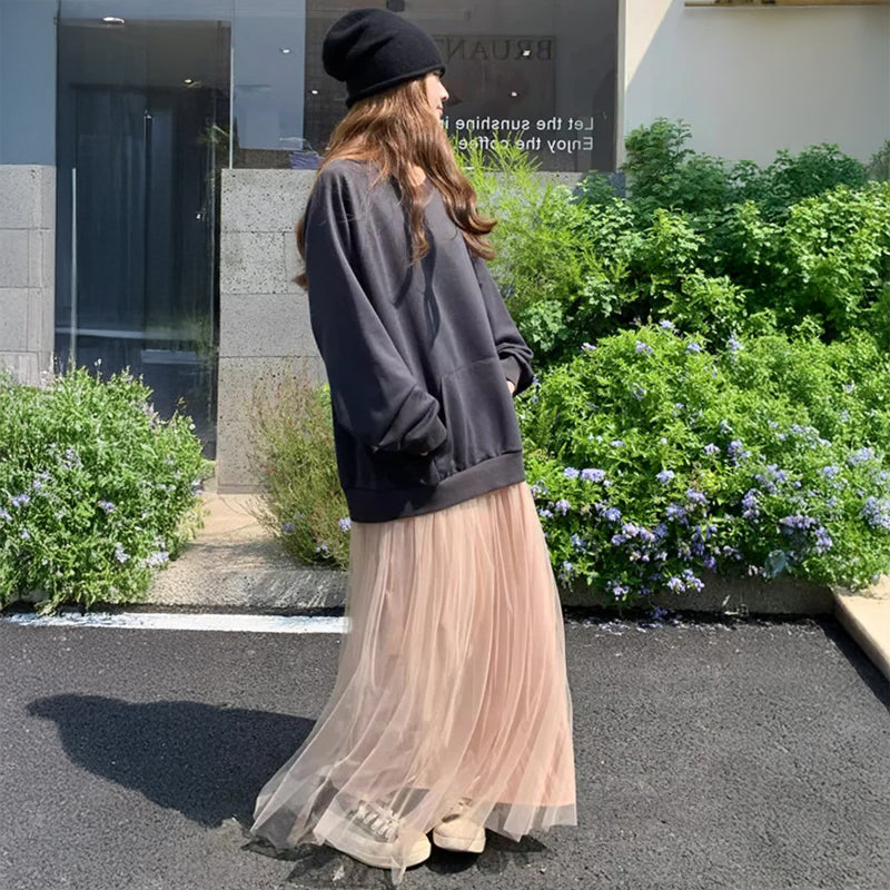 チュールスカートスウェットワンピース