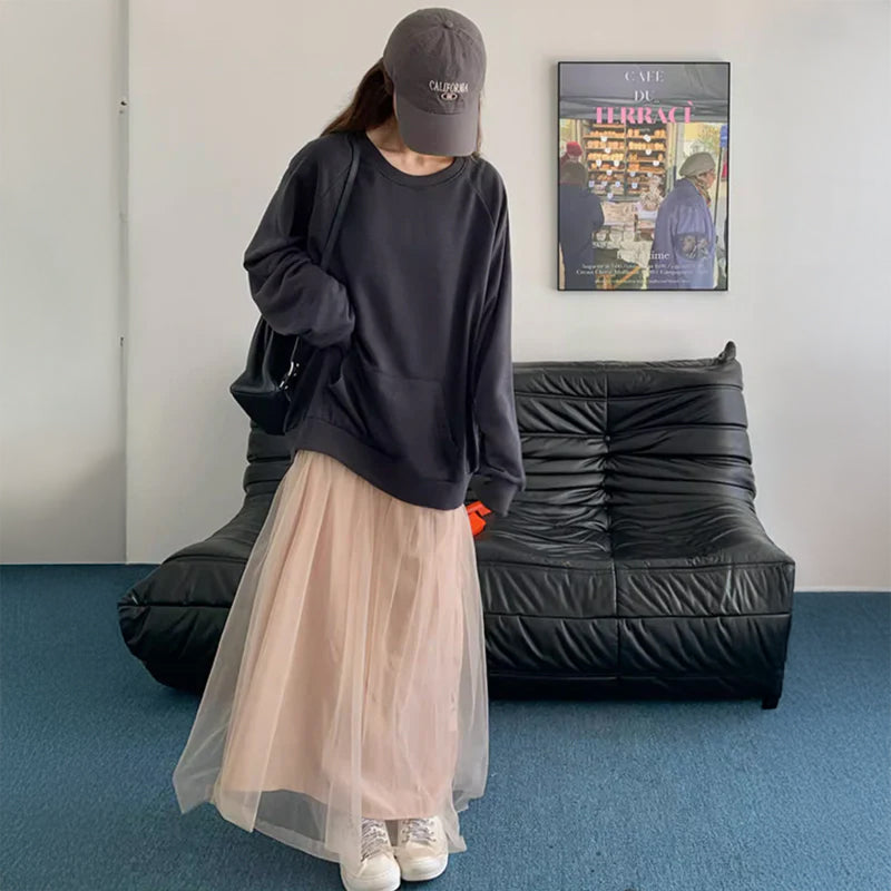 チュールスカートスウェットワンピース