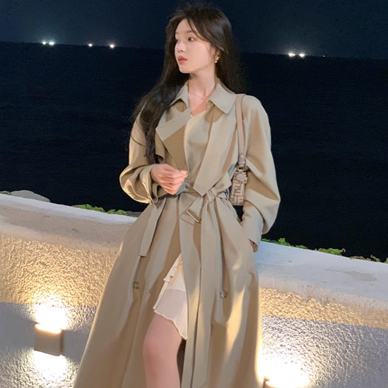 ビックカラーロングトレンチコート