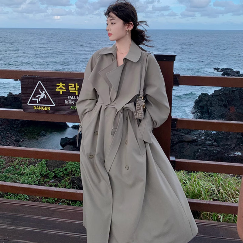 ビックカラーロングトレンチコート