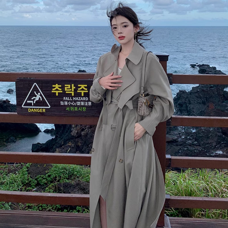 ビックカラーロングトレンチコート