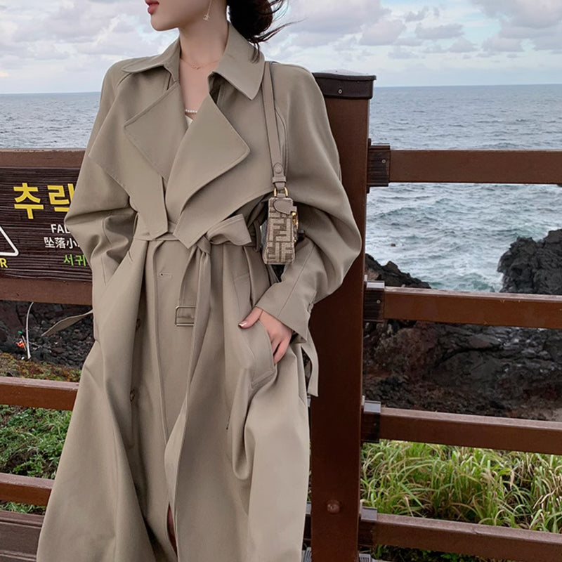 ビックカラーロングトレンチコート