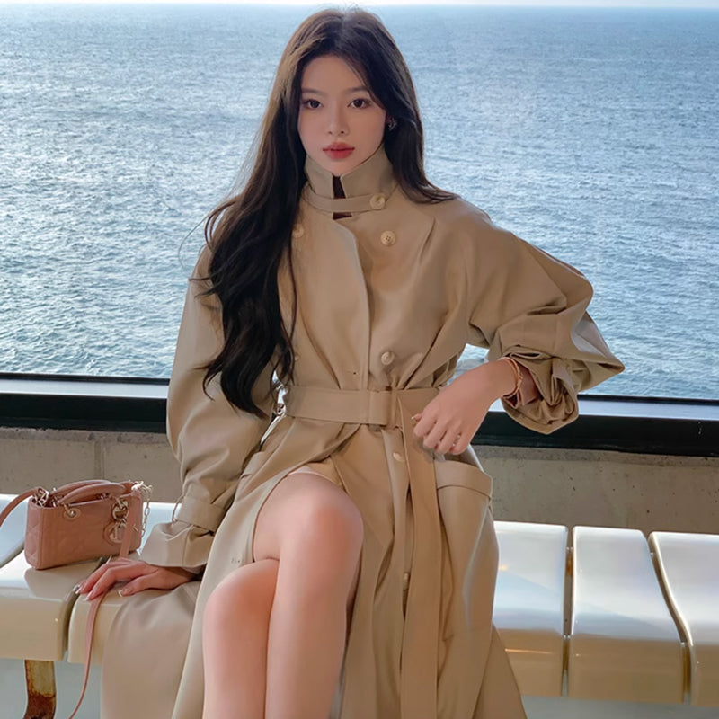 ボリューム袖ロングトレンチコート