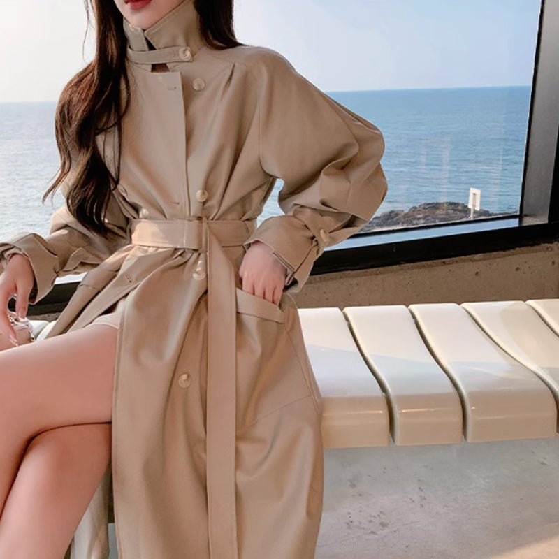 ボリューム袖ロングトレンチコート