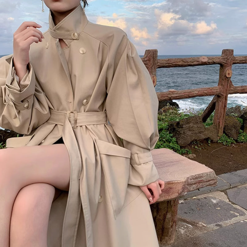 ボリューム袖ロングトレンチコート