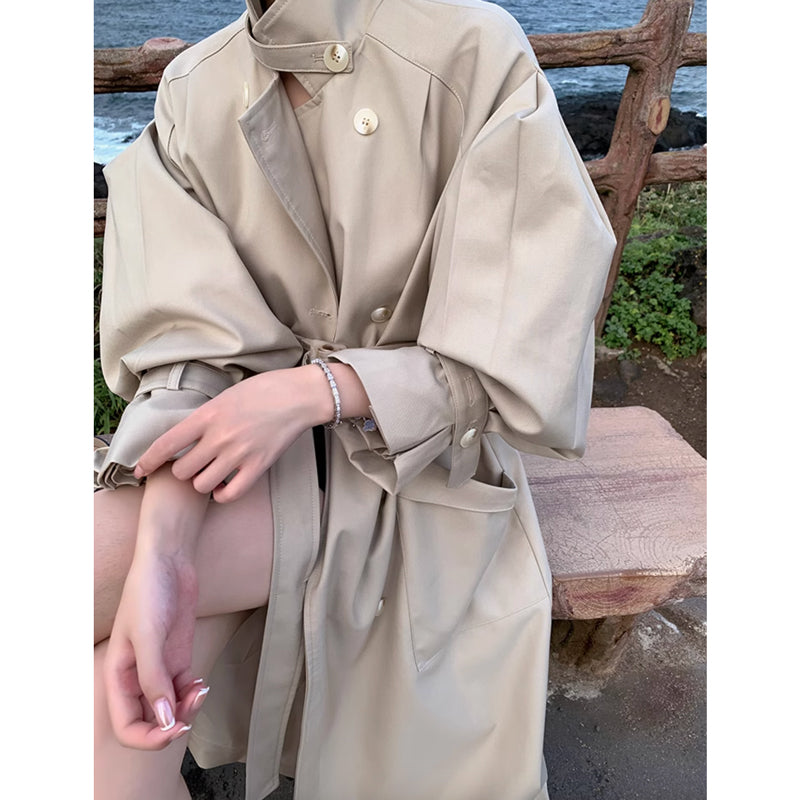 ボリューム袖ロングトレンチコート