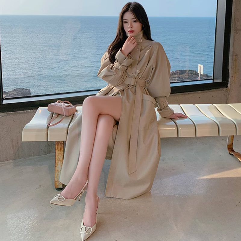 ボリューム袖ロングトレンチコート