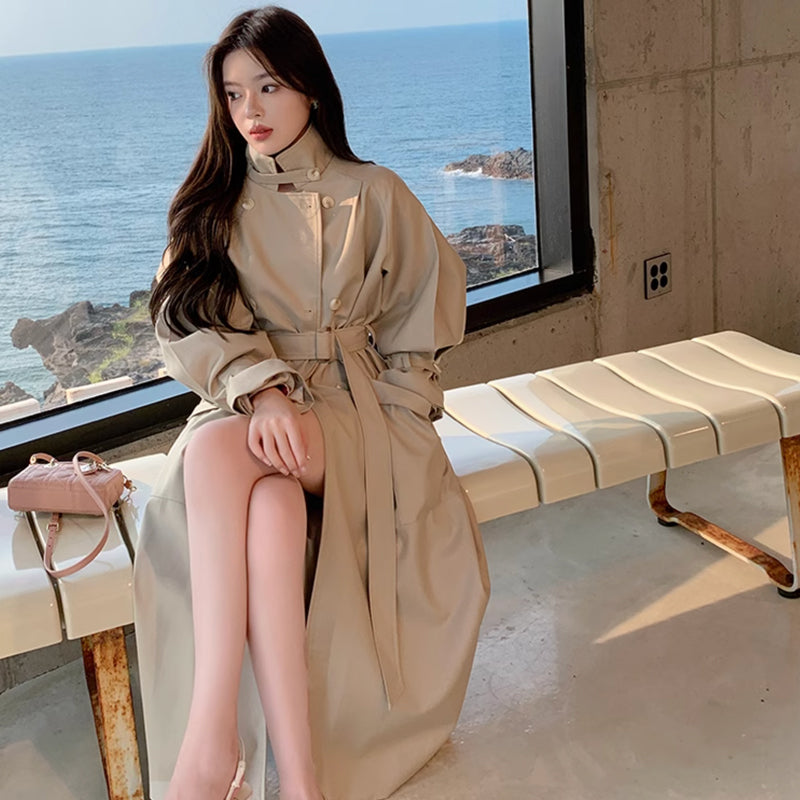 ボリューム袖ロングトレンチコート