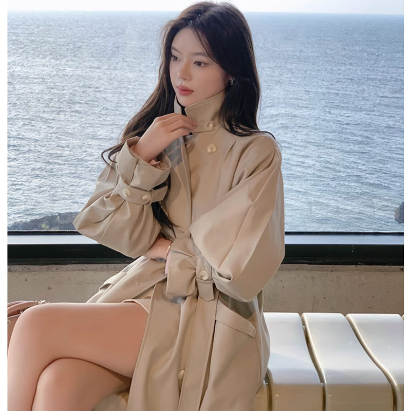 ボリューム袖ロングトレンチコート