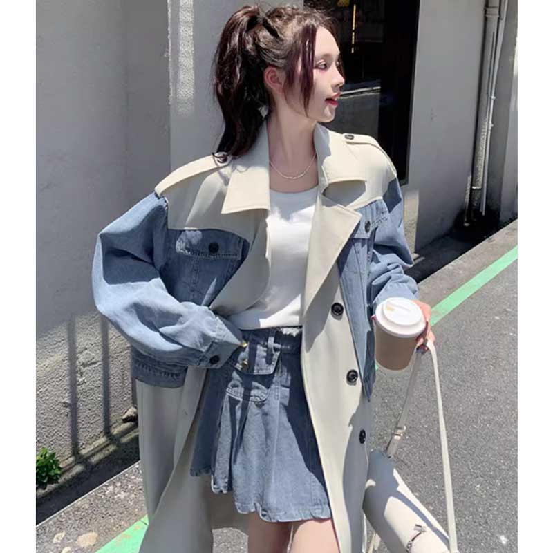デニム切り替えツートントレンチコート(2colors)