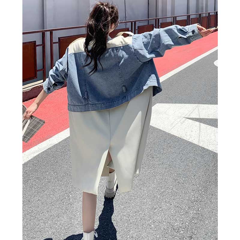 デニム切り替えツートントレンチコート(2colors)