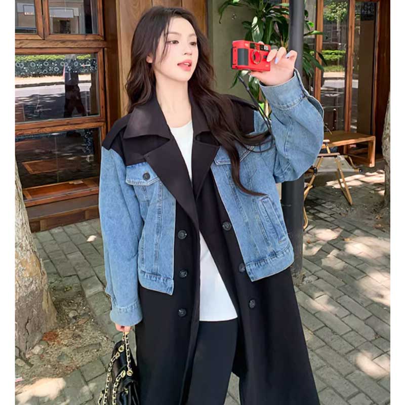 デニム切り替えツートントレンチコート(2colors)