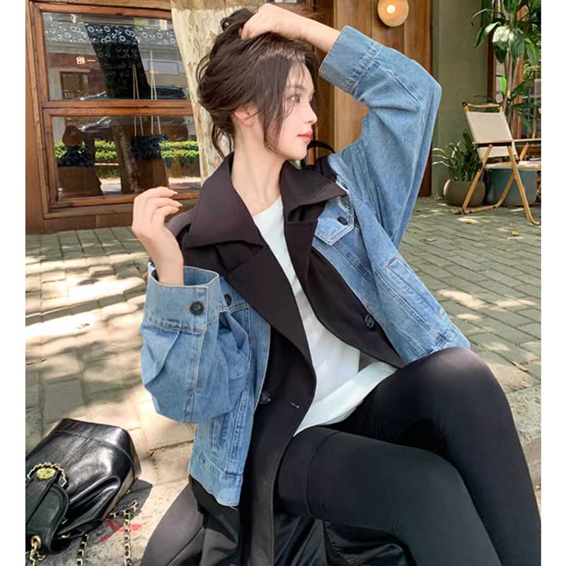 デニム切り替えツートントレンチコート(2colors)