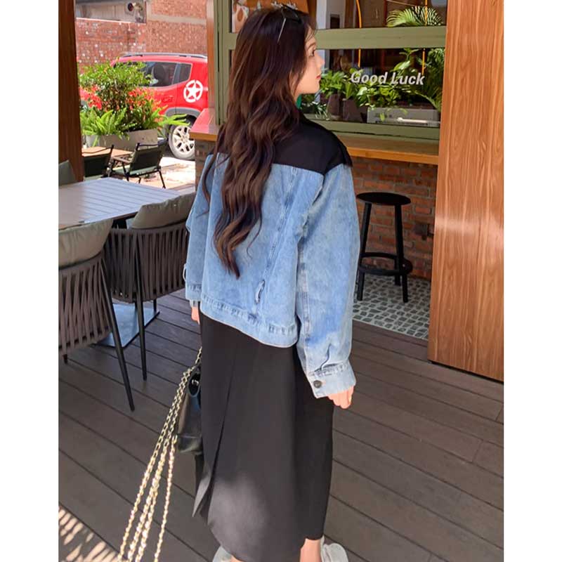 デニム切り替えツートントレンチコート(2colors)