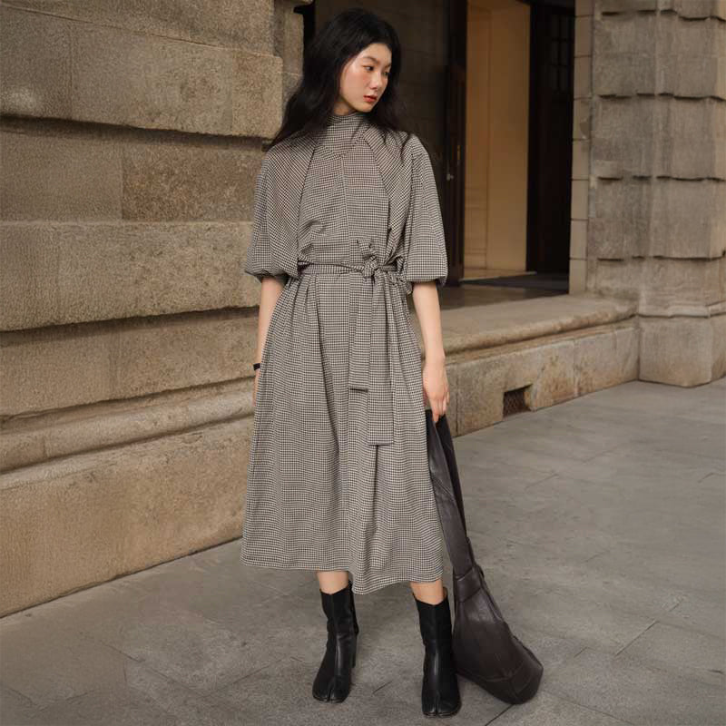 レトロチェックワンピース