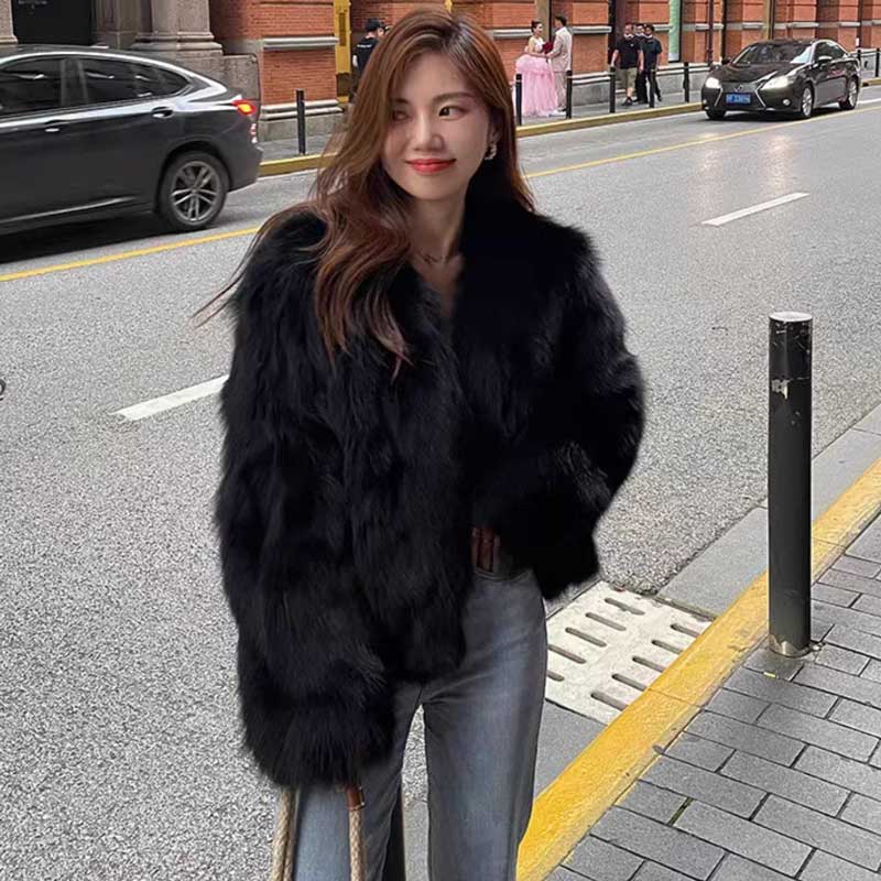 【即納】ボリュームファーコート(ベージュ)