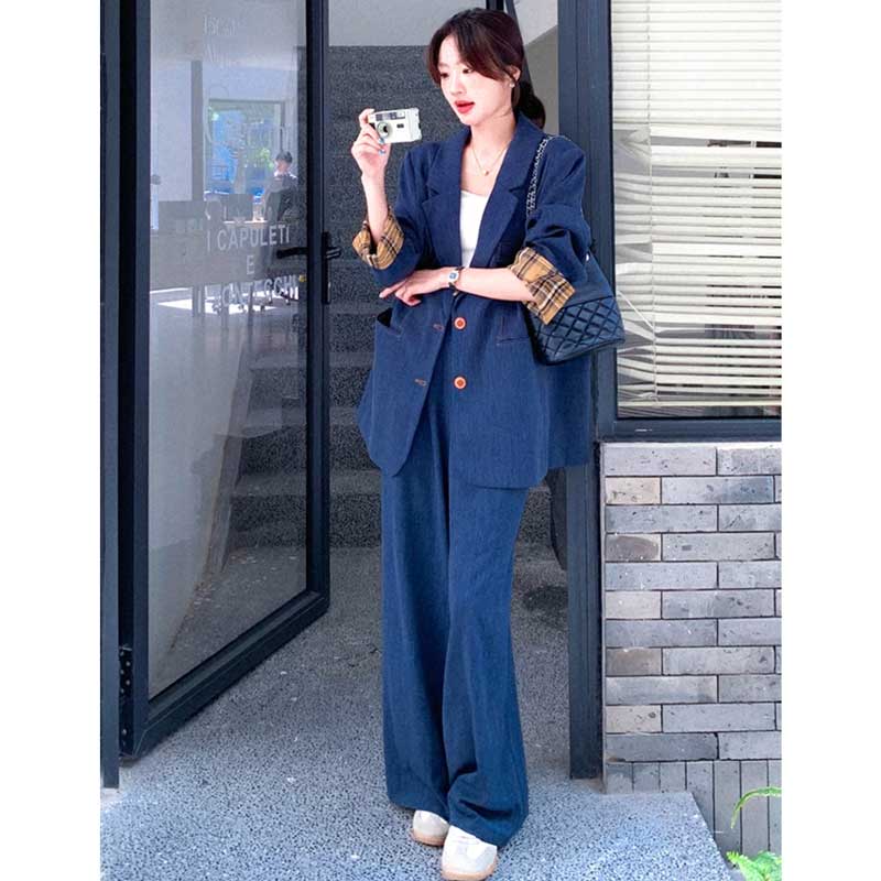 オーバーサイズジャケット×ワイドパンツ