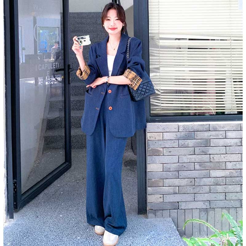 オーバーサイズジャケット×ワイドパンツ