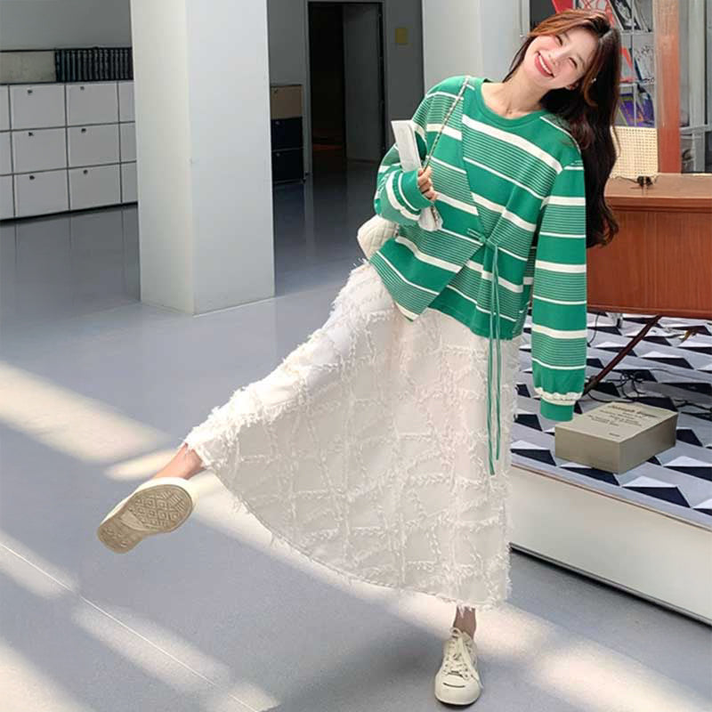 Aライントップボーダーワンピース