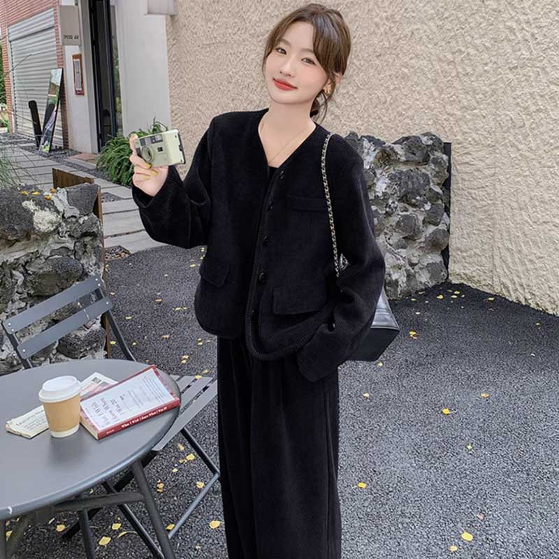 コーデュロイセットアップ(2colors)（紺・黒）秋/冬 セットアップで 