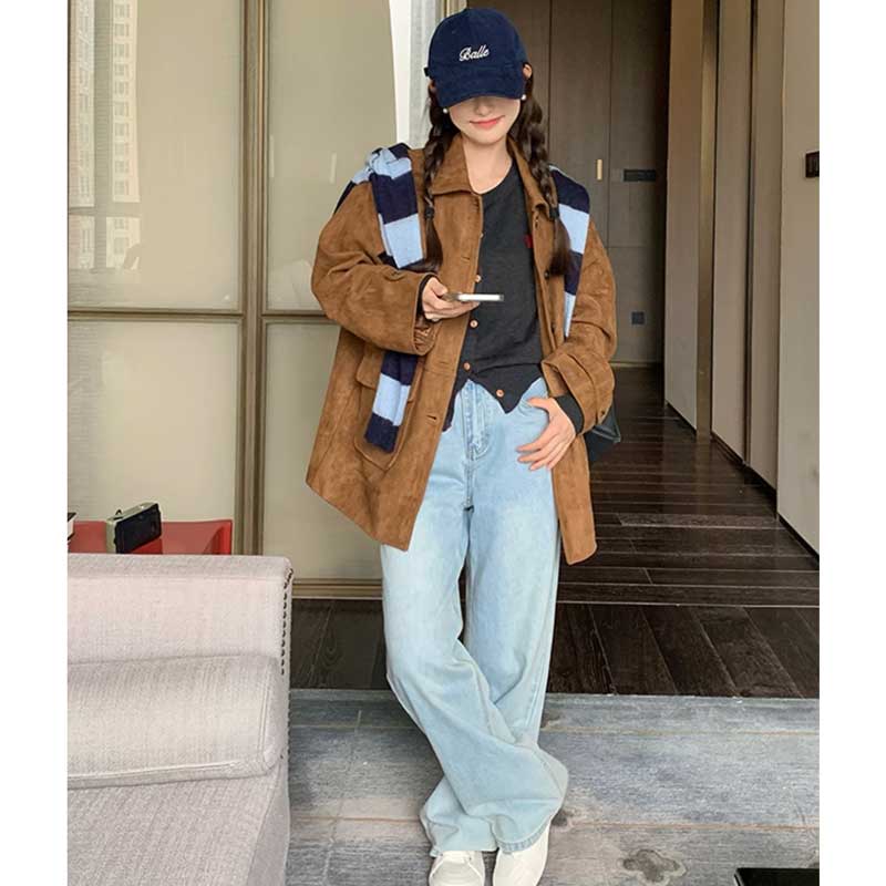 フラップポケットスエードコート