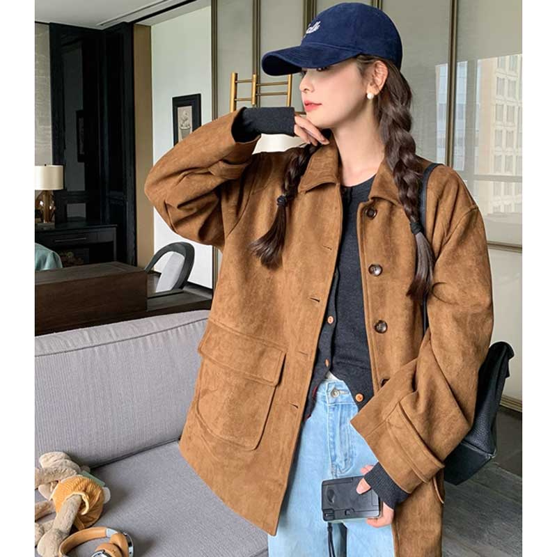 フラップポケットスエードコート