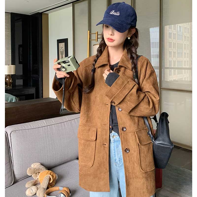 フラップポケットスエードコート