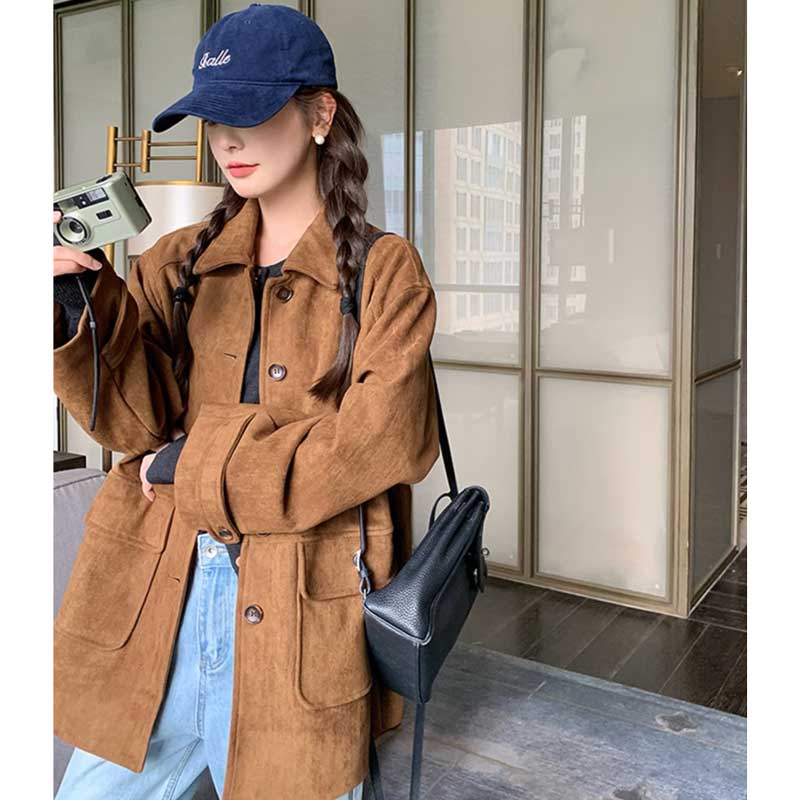 フラップポケットスエードコート